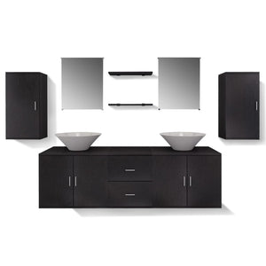 vidaXL 9-piece Bathroom Furniture and Sink Set Black