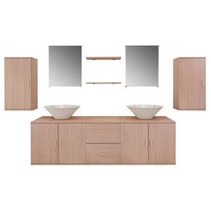 vidaXL 9-piece Bathroom Furniture and Basin Set Beige