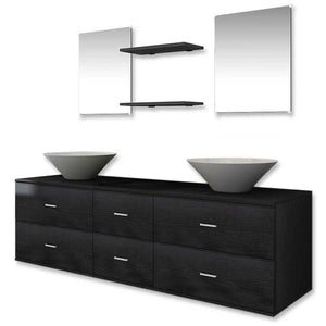 vidaXL 7-Piece Bathroom Furniture and Sink Set Black