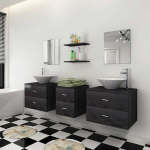 vidaXL 7-Piece Bathroom Furniture and Sink Set Black