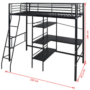 vidaXL Bed with Mattress Black 200 x 90 cm Metal