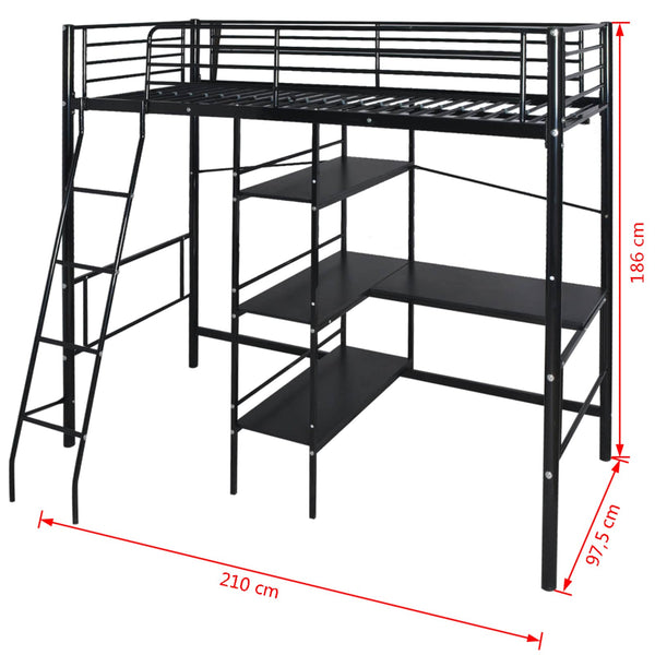 vidaXL Bed with Mattress Black 200 x 90 cm Metal