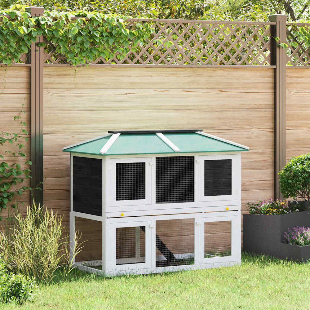 vidaXL Small Animal/Rabbit Hutch 2 Stories Wood