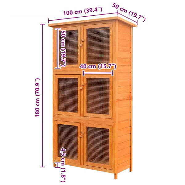 vidaXL Small Animal/Rabbit Hutch 6 Boxes Wood