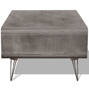 vidaXL Coffee Table 90x55.5x38.5 cm Solid Paulownia Wood Grey