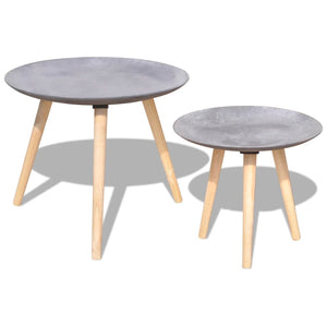 vidaXL 2-Piece Side Table/Coffee Table Set 55 cm & 44 cm Concrete Grey