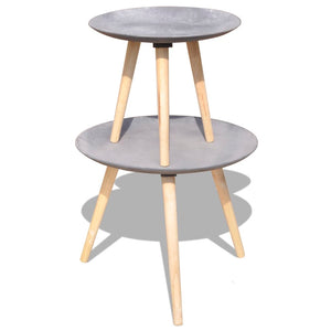 vidaXL 2-Piece Side Table/Coffee Table Set 55 cm & 44 cm Concrete Grey