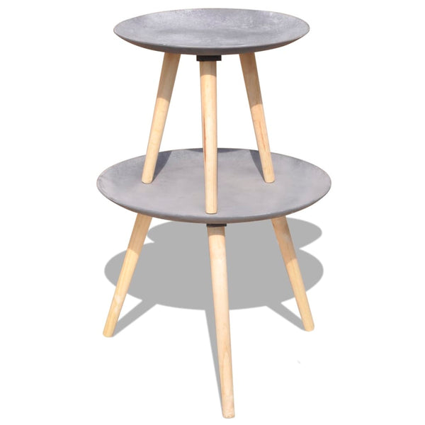 vidaXL 2-Piece Side Table/Coffee Table Set 55 cm & 44 cm Concrete Grey