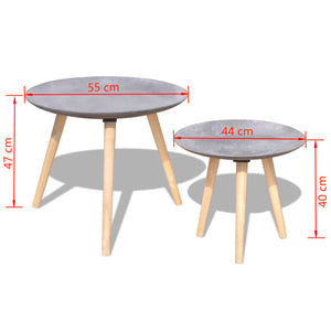 vidaXL 2-Piece Side Table/Coffee Table Set 55 cm & 44 cm Concrete Grey