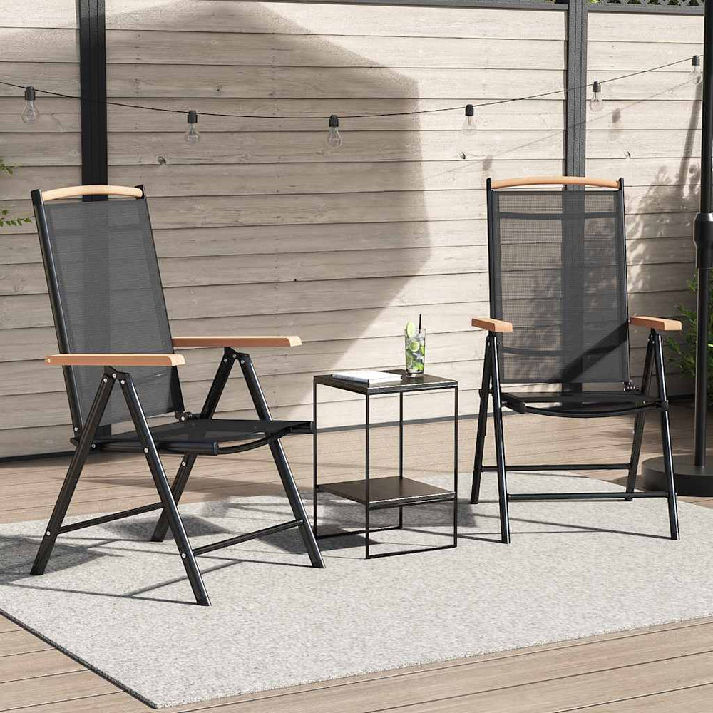 vidaXL Folding Garden Chairs 2 pcs. Aluminum and Textilene Black