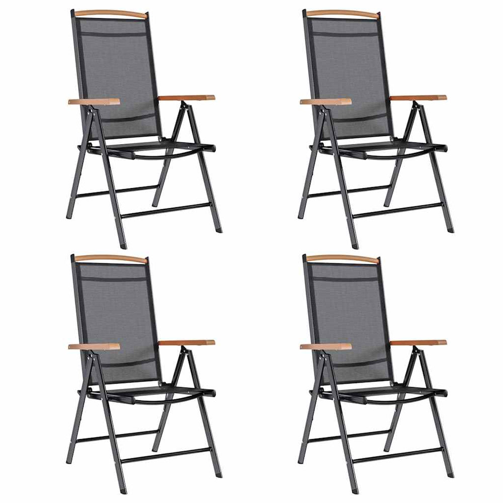 vidaXL Folding Garden Chairs 4 pcs. Aluminum and Textilene Black