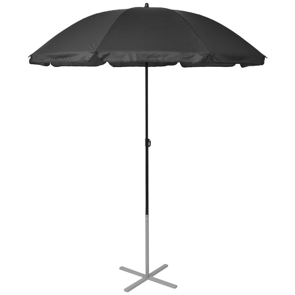 vidaXL Sun Loungers with Umbrella Aluminum Black