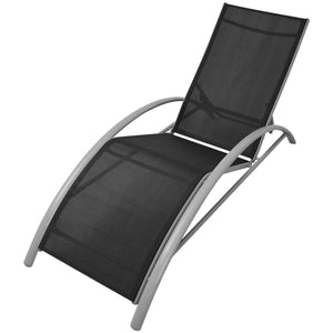vidaXL Sun Loungers with Umbrella Aluminum Black