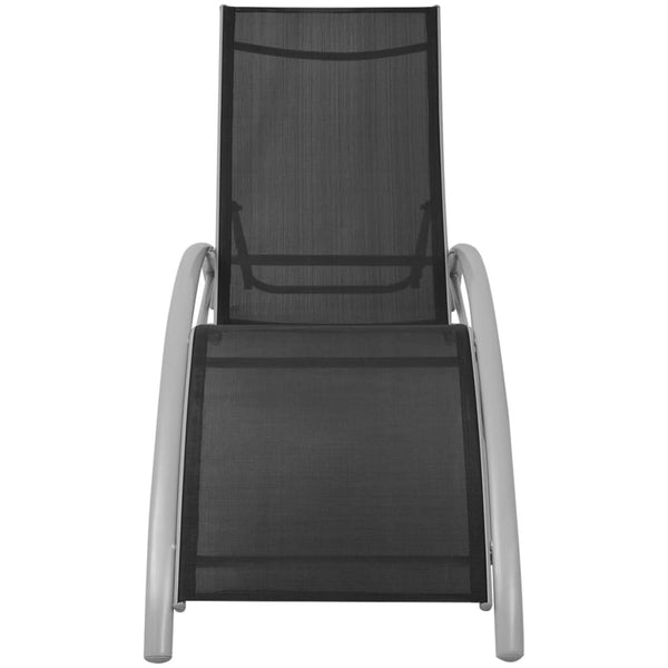 vidaXL Sun Loungers with Umbrella Aluminum Black