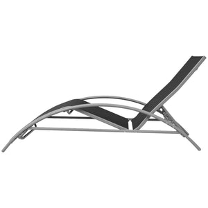 vidaXL Sun Loungers with Umbrella Aluminum Black