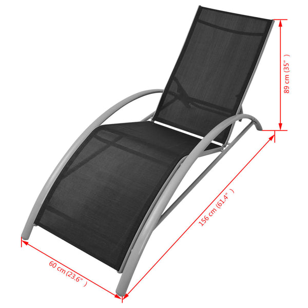 vidaXL Sun Loungers with Umbrella Aluminum Black
