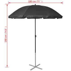 vidaXL Sun Loungers with Umbrella Aluminum Black
