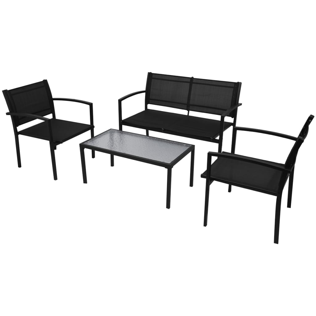 vidaXL 4-piece Garden Lounge Set Textilene Black