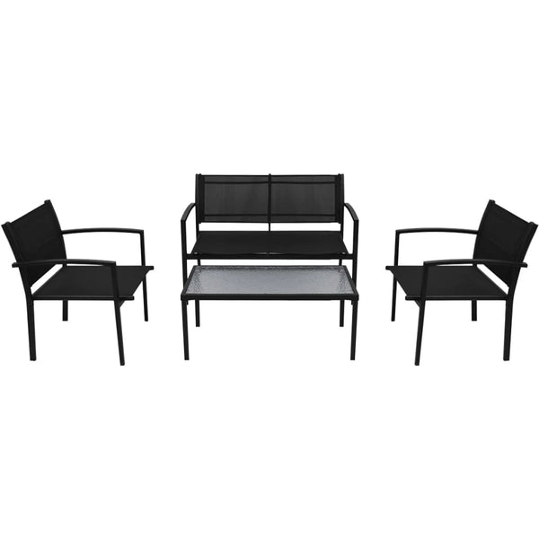 vidaXL 4-piece Garden Lounge Set Textilene Black