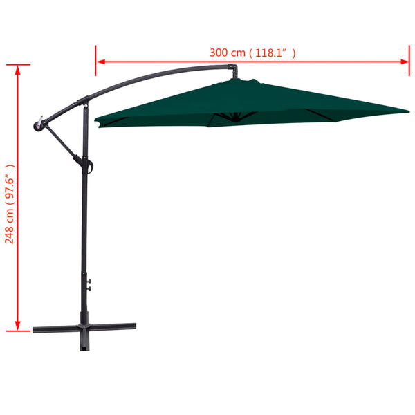 vidaXL Cantilever Parasol 3 m Green