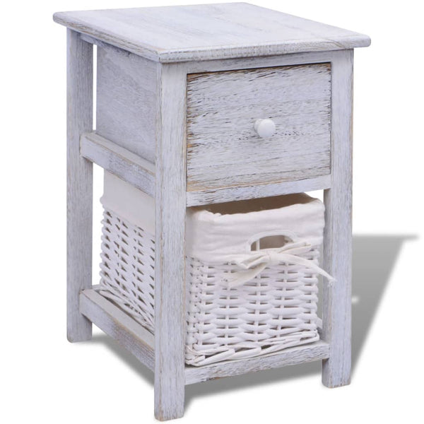 vidaXL White Wooden Bedside Table