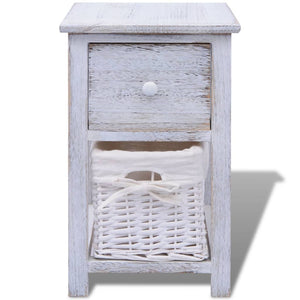 vidaXL White Wooden Bedside Table