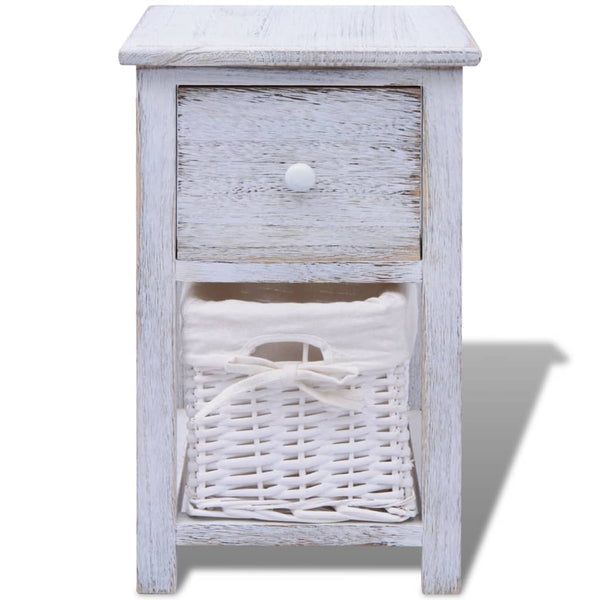vidaXL White Wooden Bedside Table