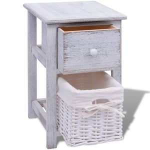 vidaXL White Wooden Bedside Table