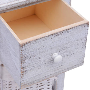 vidaXL White Wooden Bedside Table