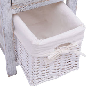 vidaXL White Wooden Bedside Table