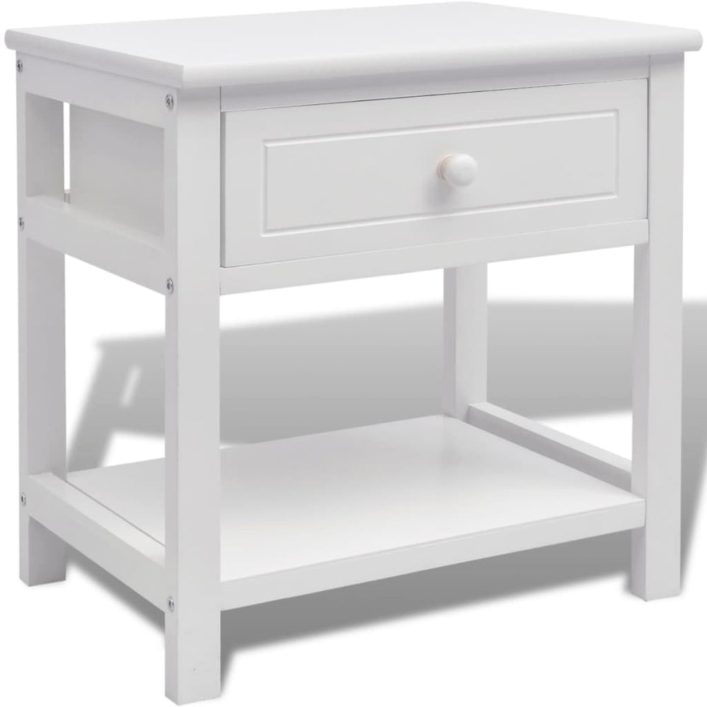 vidaXL White Wooden Bedside Table