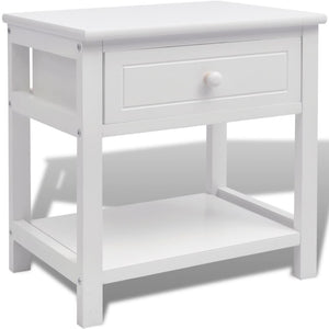 vidaXL White Wooden Bedside Table