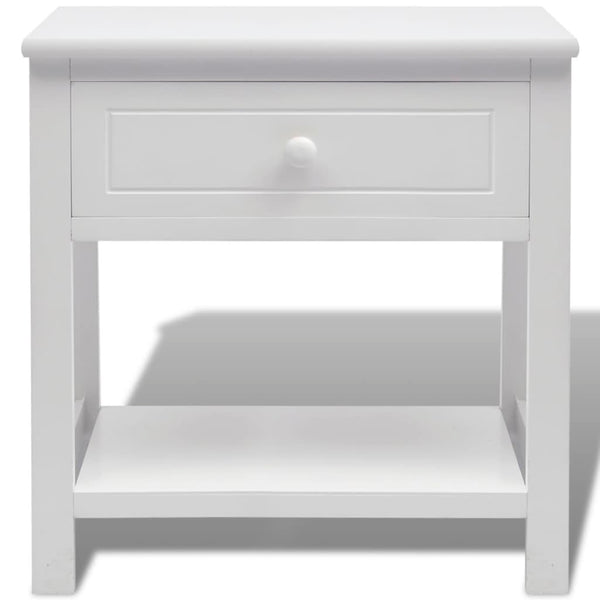 vidaXL White Wooden Bedside Table