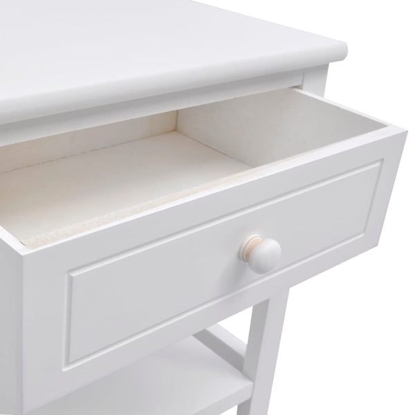 vidaXL White Wooden Bedside Table