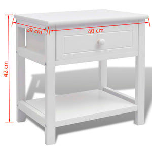vidaXL White Wooden Bedside Table