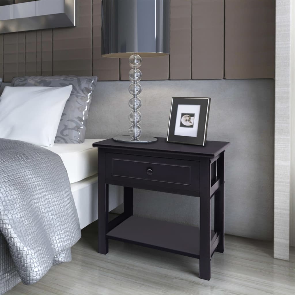 vidaXL Nightstand Wood Black