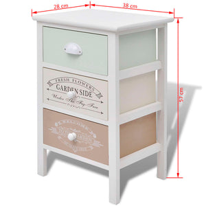 vidaXL French Style Side Cabinet with 3 Drawers Wood