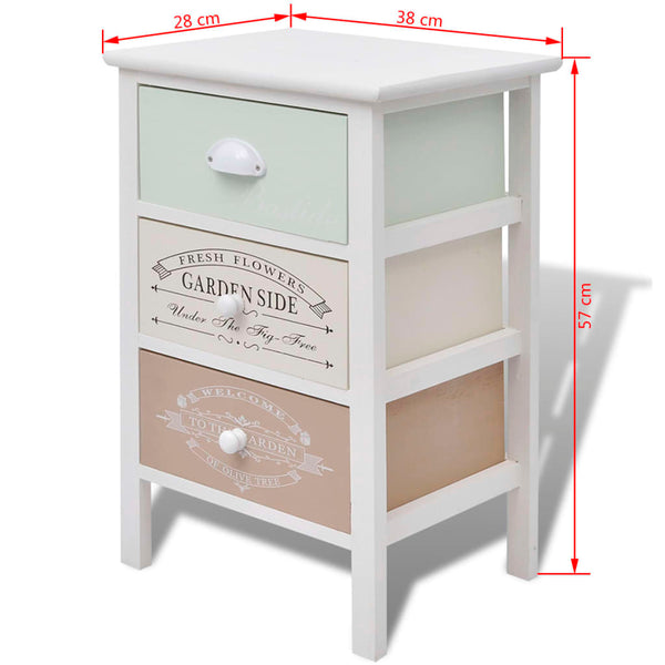vidaXL French Style Side Cabinet with 3 Drawers Wood