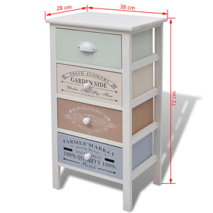 vidaXL Side Cabinet with 4 Drawers French Style Wood