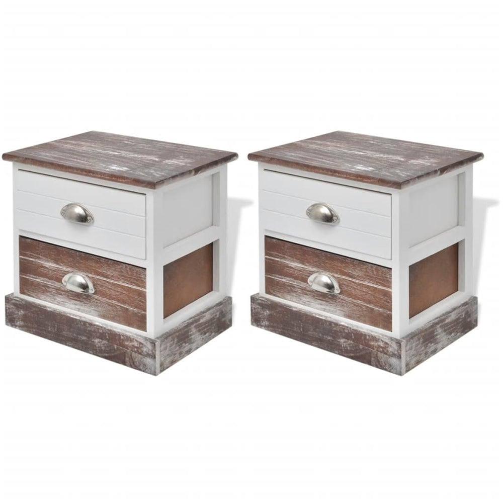 vidaxL Bedside Cabinets 2 pcs. Brown and White