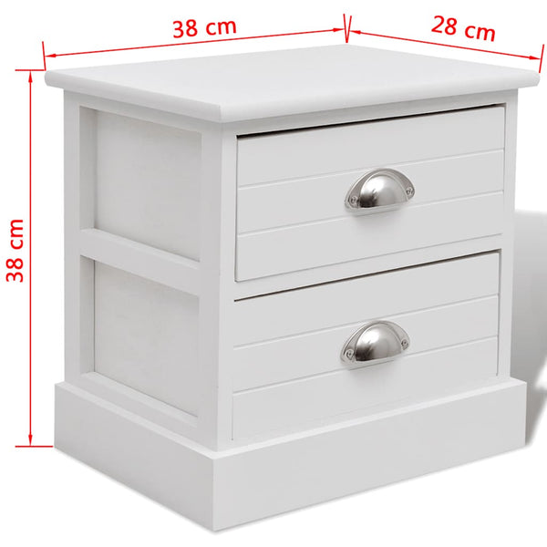 vidaXL French Style Bedside Table White