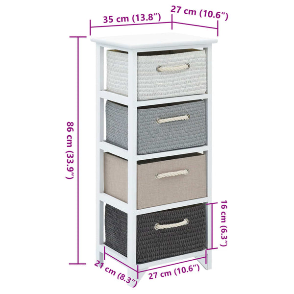 vidaXL Side Cabinet with 4 Baskets Wood