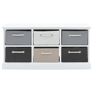 vidaXL Storage Bench with 6 Drawers, Wood