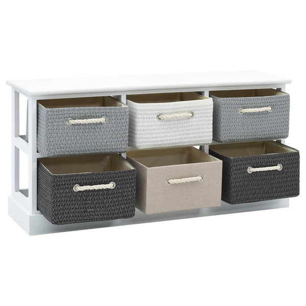 vidaXL Storage Bench with 6 Drawers, Wood