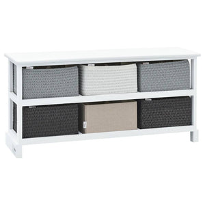 vidaXL Storage Bench with 6 Drawers, Wood