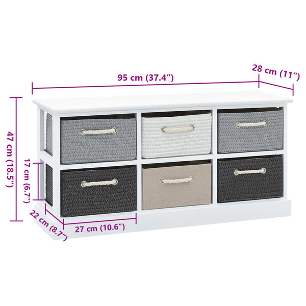 vidaXL Storage Bench with 6 Drawers, Wood