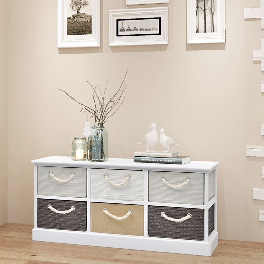 vidaXL Storage Bench with 6 Drawers, Wood