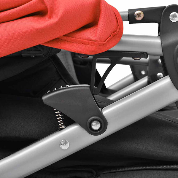 vidaXL Twin Stroller Steel Red and Black