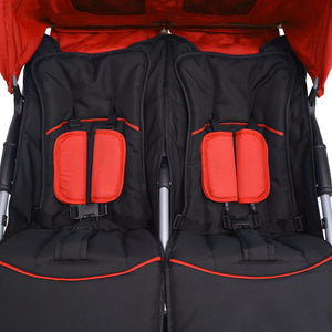 vidaXL Twin Stroller Steel Red and Black