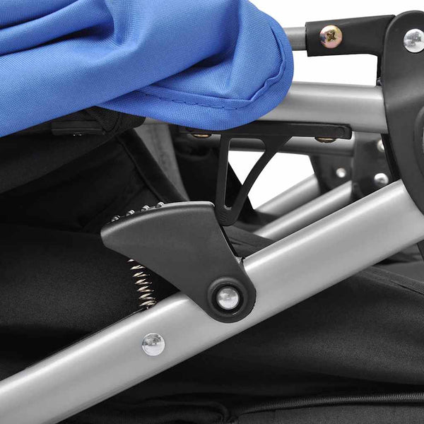 vidaXL Twin Stroller Steel Blue and Black